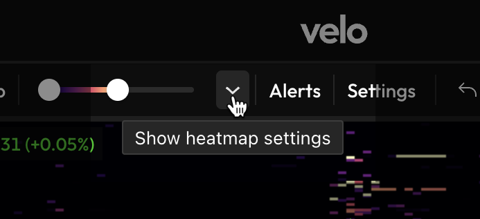 The Show heatmap settings button beside the heatmap range slider