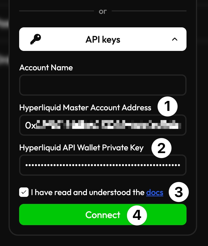 Add the API wallet to Velo